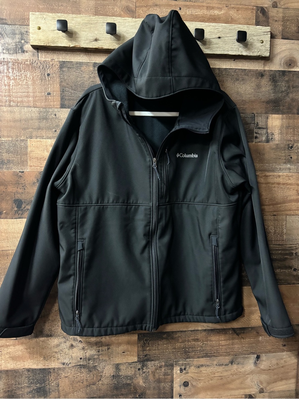 Columbia Black Hooded Windbreaker Jacket